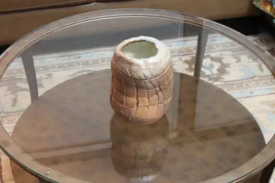 Crosshatched jar. Altered jar with a crosshatched surface.