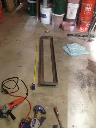 Door tray. Welding the tray that holds the door bricks.