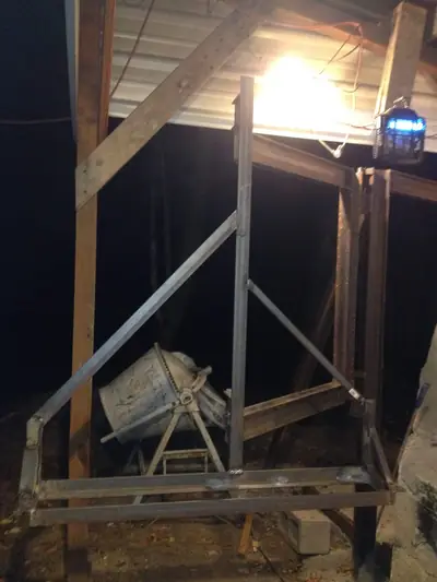 Night work. Working under the kiln shed after dark.