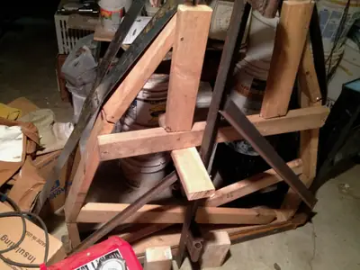 Arch form. A wooden form for the door’s arch.