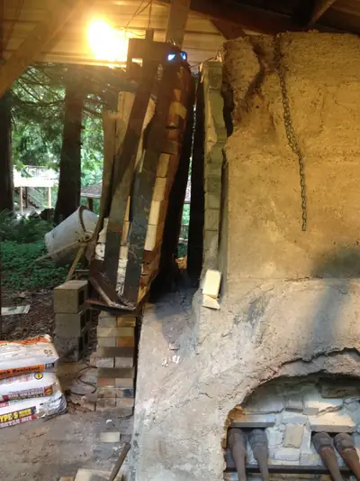 Door swung open. The door swung clear of the kiln.