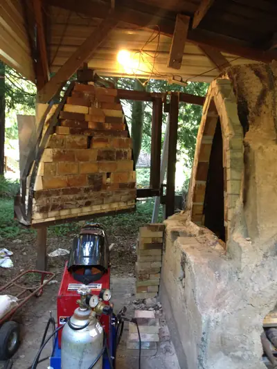 Finished door. The arched door completed in firebrick.